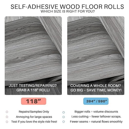 Wood Grain Peel and Stick Floor Tiles – 11.8” Width, Full Roll Length of 118" – - Image 3