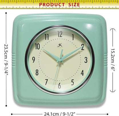 Infinity Instruments Square Retro Wall Clock, Pastel Green - Image 7
