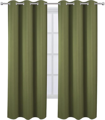 LEMOMO Olive Green Thermal Blackout Curtains/42 x 84 Inch/Set of 2 Panels Room - Image 2