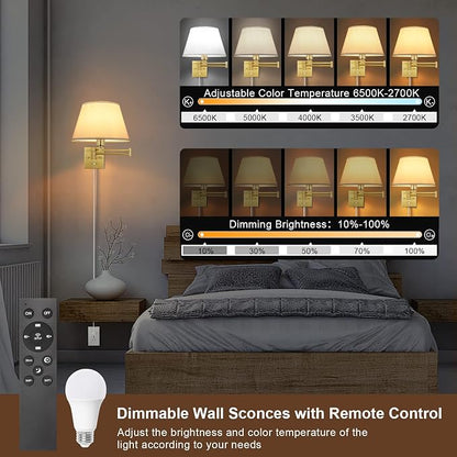 TRLIFE Remote Control Dimmable Wall Sconce, Adjustable Color Temperature - Image 3