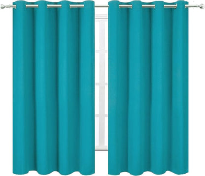LEMOMO Teal Blackout Curtains 66 x 63 Inch Length/Set of 2 Curtain - Image 2