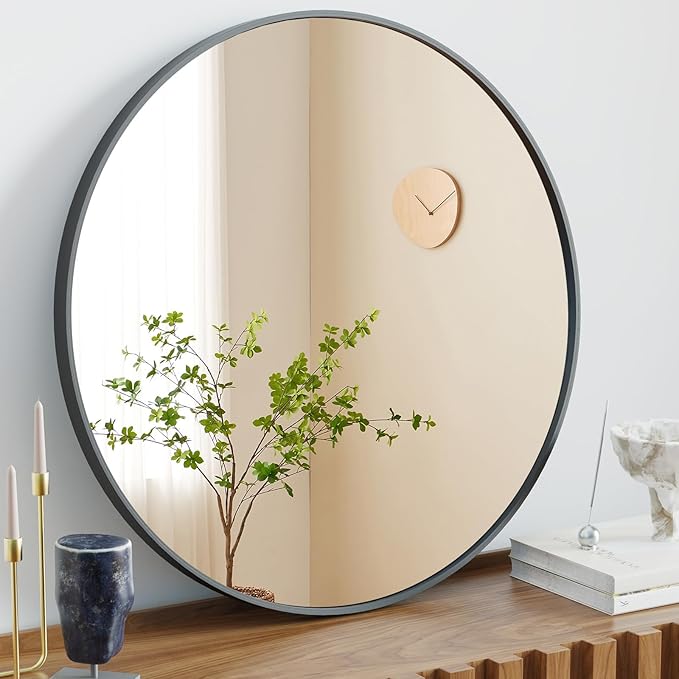 NEWBULIG Round Wall Mirror, 30 Inch Bathroom Mirrors by NEWBULIG