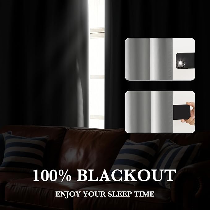 RYB HOME Bedroom Blackout Curtains 72 inches Long, 100% Blackout Thermal - Image 4