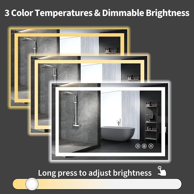 Koonmi 55"x36" LED Mirror for Bathroom, 90CRI Anti-Fog Vanity Mirror - Image 7