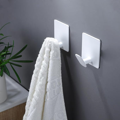 DELITON Adhesive Hooks for Hanging, 8 Pack White Wall/Towel Hooks for Bedroom - Image 3