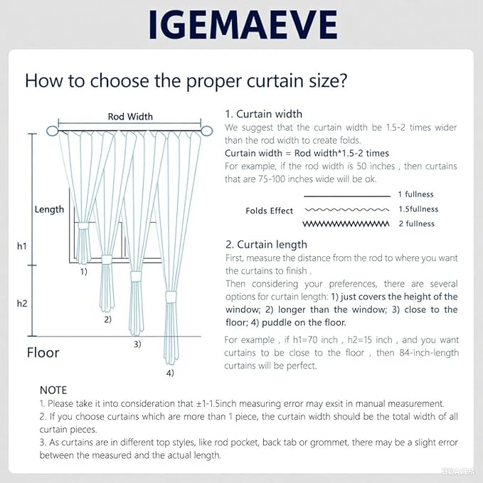 IGEMAEVE 100% Blackout Curtains 90 Inches Long - Image 8