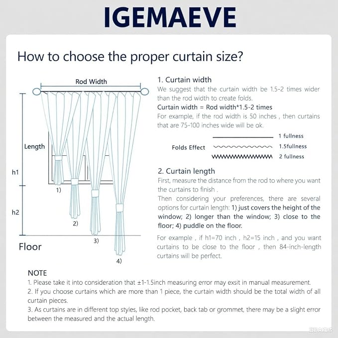 IGEMAEVE Light Grey Blackout Curtains 84 Inch Length 2 Panels Set, Grommet - Image 2