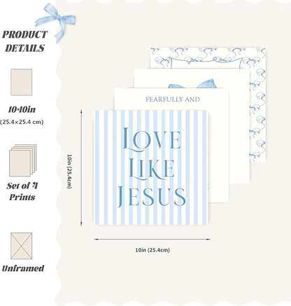 LARTSFRO Coquette Blue Bow Jesus Wall Art Decor Posters, Light Blue Bow - Image 2