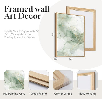 Framed Sage Green Abstract Wall Art - Image 5