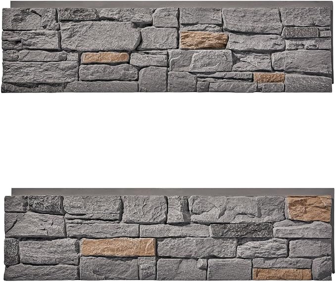 6-Pack Faux Stone Wall Panels PU Stone Veneer Siding, Mortarless 46.25x12.88 - Image 3