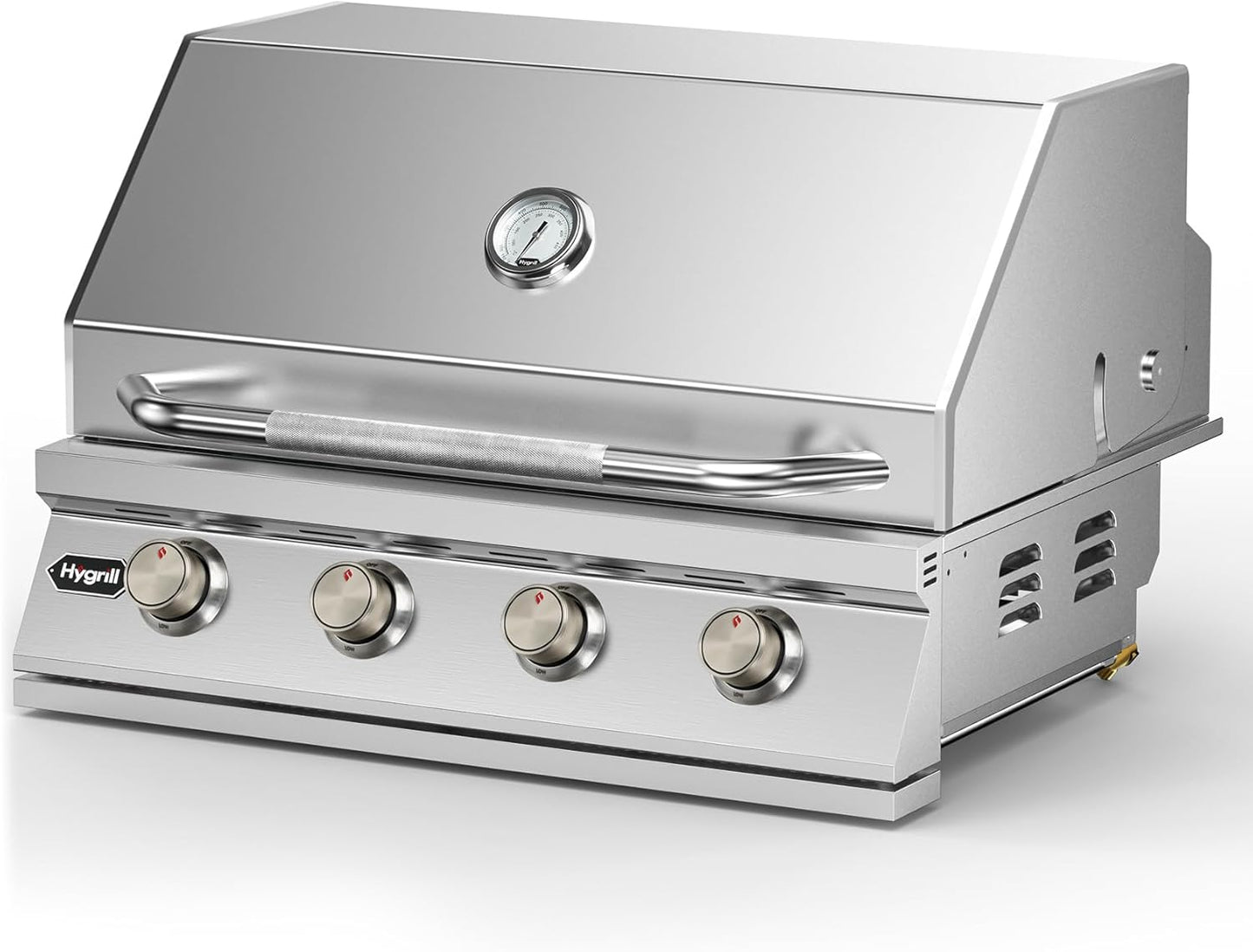 Hygrill 32-Inch Built In Grill, Stainless Steel 4-Burner Grill Head for Outdoor Kitchen, Liquid Propane
