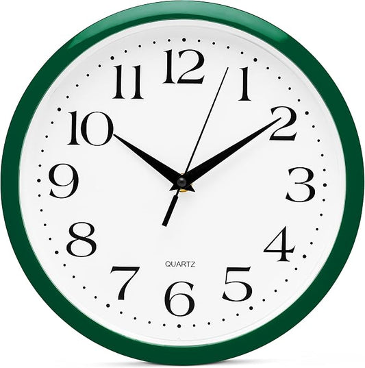 Bernhard Products Hunter Green Wall Clock Silent Non Ticking by BernhardProducts