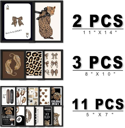 ANERZA 16 PCS Framed Leopard Wall Art Decor, Cheetah Wall Prints - Image 2