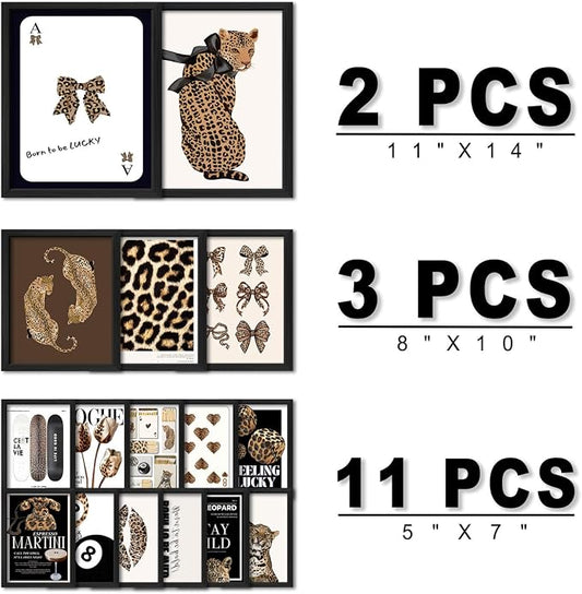ANERZA 16 PCS Framed Leopard Wall Art Decor, Cheetah Wall Prints - Image 2