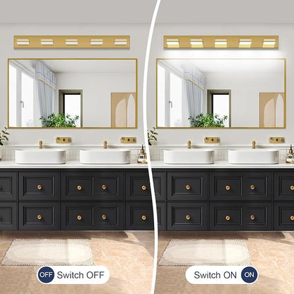SineRise LED Modern Bathroom Vanity Light Fixtures, Brass Modern Acrylic - Image 6