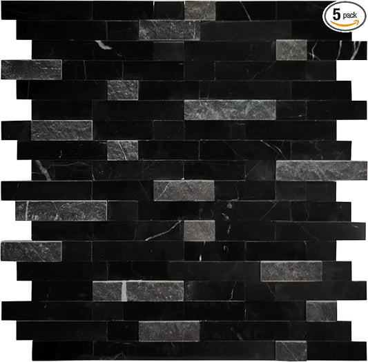 SUNWINGS 5-Sheet Peel and Stick Mosaic Natural 3D Stone Self Adhesive Marble by Sunwings