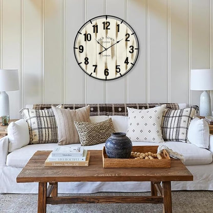 EMAX HOME Farmhouse White 30 Inch Wooden Large Wall Clock, Silent Non-Ticking - Image 6