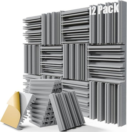 Upgrade 12 pack Self-adhesive Sound Proof Foam Panels, Decorative Soundproof by ZELMINE