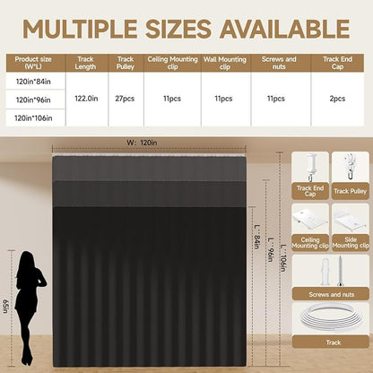 Room Divider Ceiling Curtains W/Flexible Track Sets, inch Extra Long Blackout - Image 6
