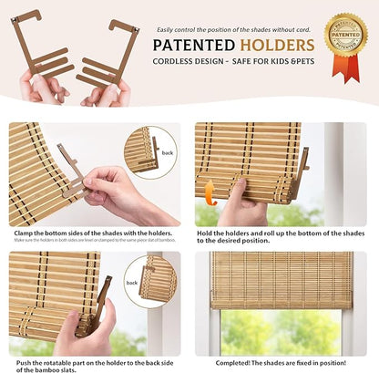 LazBlinds Cordless Bamboo Roll Up Shades - Image 3