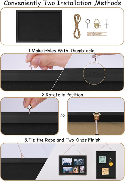DAHAPYBOO Cork Board with Linen Black 2Pack, Bulletin Board 17"x12", Corkboards - Image 3