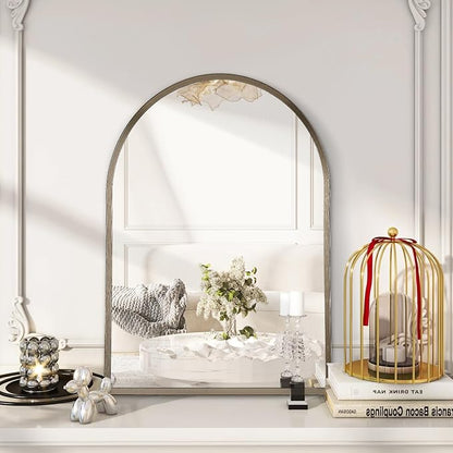 Arched Wall Mirror Bathroom Mirror Brushed Metal Vanity Wall Mounted Mirror - Image 4
