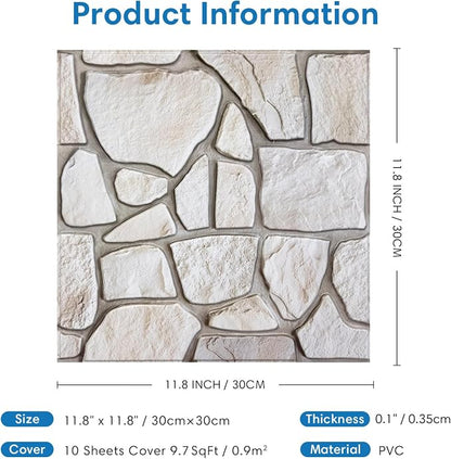 COMSTICKC 3D Faux Stone Wall Sticker Peel and Stick Wall Panels, Not Real Stone - Image 5