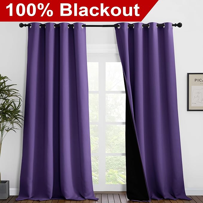 NICETOWN 100% Blackout Blinds, 52 inches x 102 inches, Laundry Room Decor - Image 2