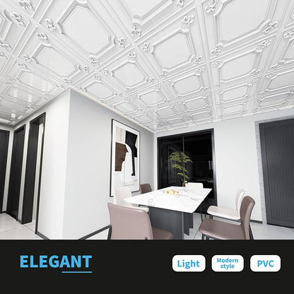 Art3d Drop Ceiling Tiles 24x24 in White, Wainscoting Panels Glue Up 2x2 - Image 3