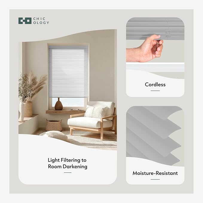 CHICOLOGY Cordless Mini Blinds for Indoor Windows, 27.5" W x 84" H, Light - Image 2