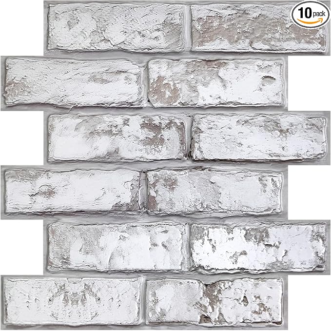 COMSTICKC 3D Faux Brick Peel and Stick Wall Covering, Small Size Thin PVC Self by COMSTICKCDECOR