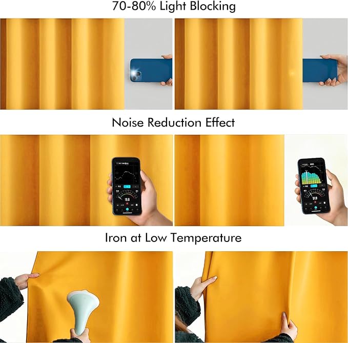 MIULEE Yellow Back Tab Blackout Curtains 120 Inch Long 2 Panels Set - Image 5