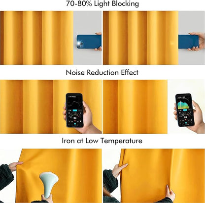 MIULEE Yellow Back Tab Blackout Curtains 102 Inch Long 2 Panels Set - Image 5