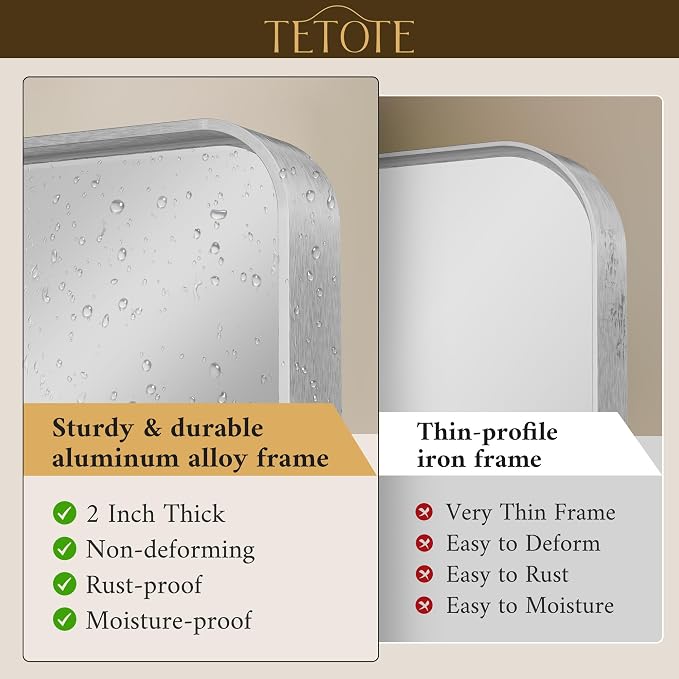 TETOTE 48 x 36 Inch Silver Mirrors - Image 2