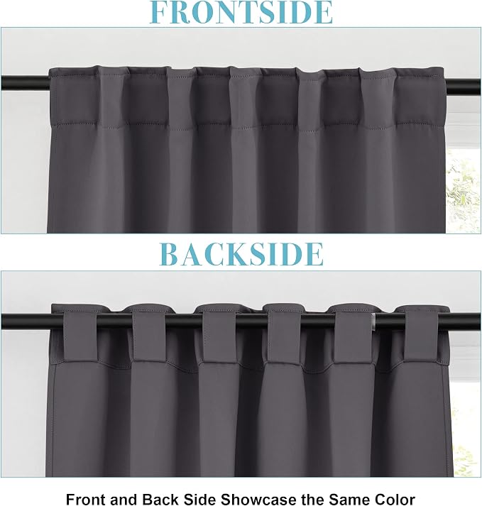 RYB HOME Living Room Curtains, Room Darkening Small Window Treatment Thermal - Image 3