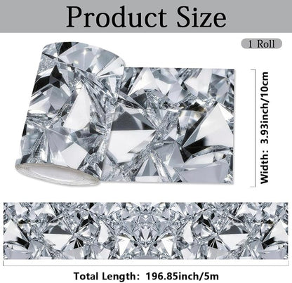 Diamond Wallpaper Border Peel and Stick 196.9 x 3.9 Inch Wall Border Trim - Image 2