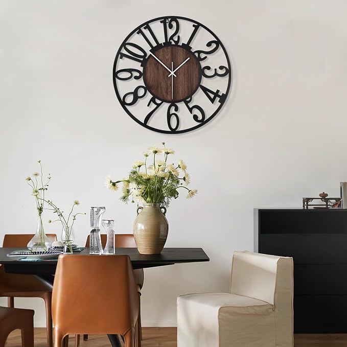 LEIKE Large Wall Clocks, Non Ticking, Battery Operated Big Retro Round Modern - Image 5