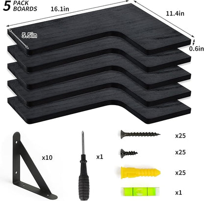 Fixwal Corner Shelves Wall Mounted Set of 5, Floating Shelves - Image 4