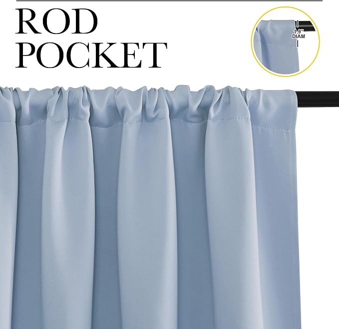 NICETOWN Kitchen Curtains, Vintage Blue, Short Blackout Curtains & Drapes - Image 2