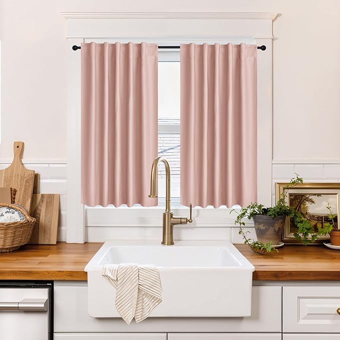 RYB HOME 100% Blackout Basement Curtains 36 inches Long, Heat & UV Blocking by RYBHOME