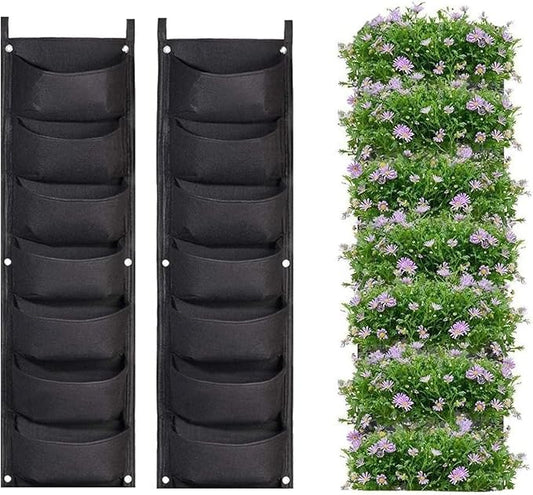 LITLANDSTAR Hanging Planter Bags, 2 Pack 7 Pocket Hanging Vertical Wall Planter by LITLANDSTAR