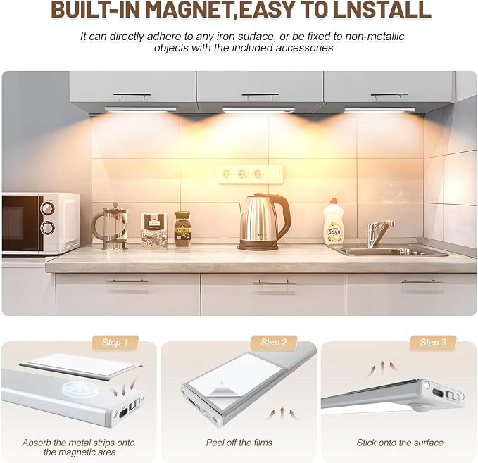6 Pack Under Cabinet Lights Wireless, 58 LED Motion Sensor Light Indoor - Image 6