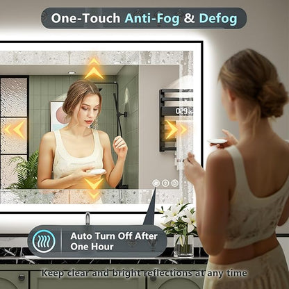 40x24 Black Framed LED Bathroom Mirror - Image 6