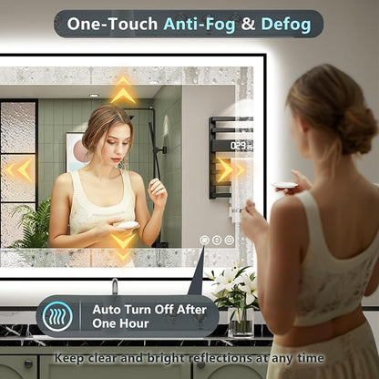 48x38 Black Framed LED Bathroom Mirror - Image 6