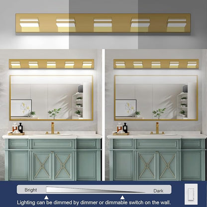 SineRise LED Modern Bathroom Vanity Light Fixtures, Brass Modern Acrylic - Image 6