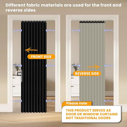 AJAZZ 100% Blackout Magnetic Door Curtain Accordion Doors Interior Closet Door - Image 3