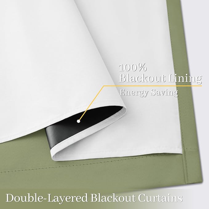 Yakamok 100% Blackout Curtains for Living Room, Thermal Insulated Blackout - Image 4