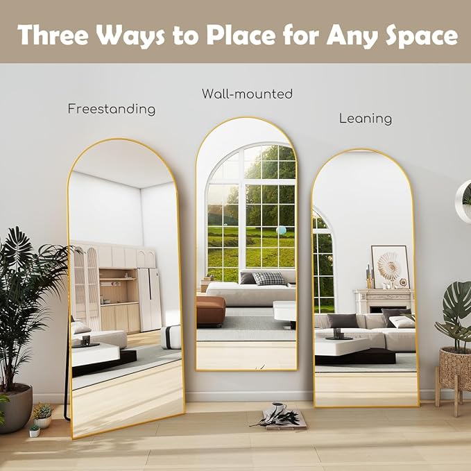 Prywot Arched Full Length Mirror, Modern Full Body Mirrors - Image 6