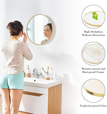 Sweetcrispy 20-inch Gold Round Wall Mirror, Circle Bathroom Mirrors - Image 4