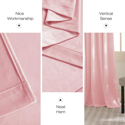 NICETOWN Baby Pink Velvet Curtains 84 inch Long 2 Panels - Image 9